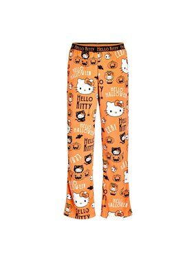 Hello Kitty Womens Halloween Velour Sleep Pant With Pockets Medium 8-10 Orange
